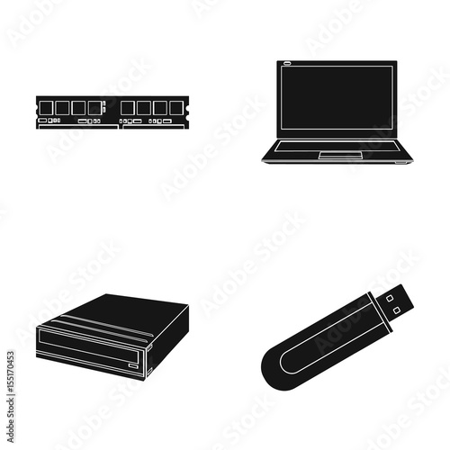 Flash drive, laptop, memory card.Personal computer set collection icons in black style vector symbol stock illustration web.