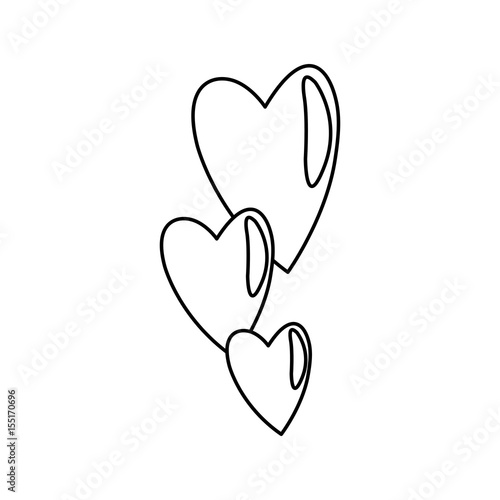 hearts falling emotion romantic symbol line vector illustration