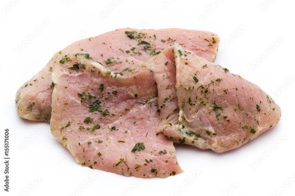 Steak with spices isolated on white background. Steak with spices isolated on white background.
