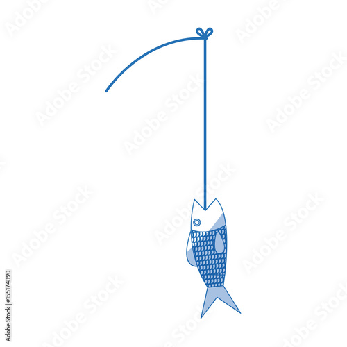 fishing rod and fish fresh food image vector illustration