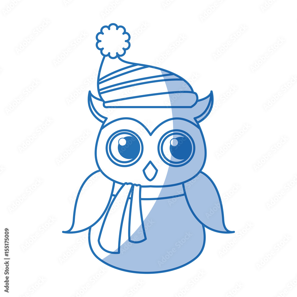christmas owl character bird funny vector illustration