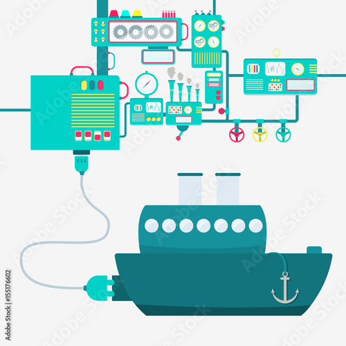 Electric supply of a ship. Machinery producing electrical energy.