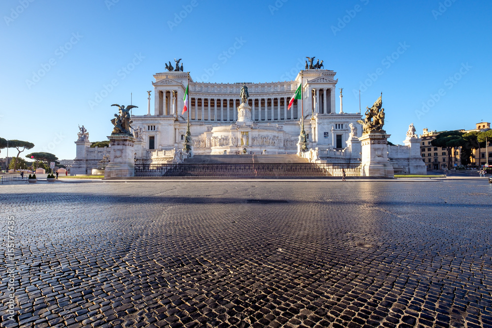 Cityscape view of Monumento Nazionale a Vittorio Emanuele II in Rome