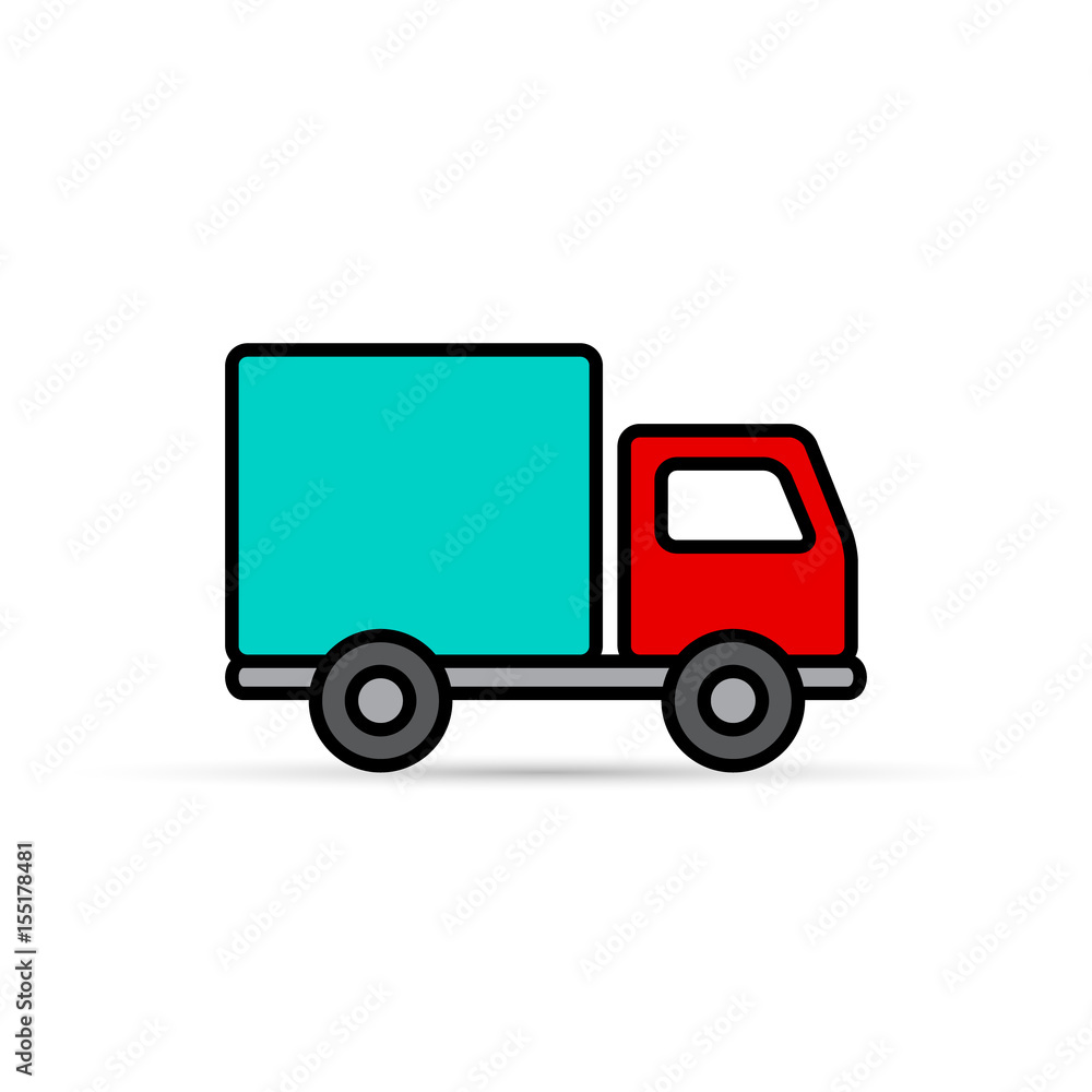 Truck color icon, vector isolated delivery symbol.