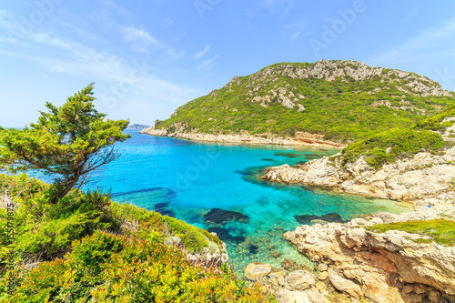 Fototapeta Naklejka Na Ścianę i Meble -  A panorama of Porto Timoni beach in Corfu, Greece