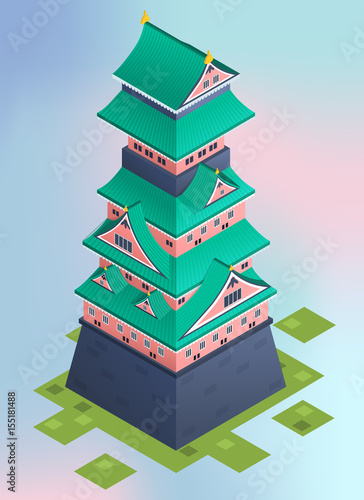 Isometric traditional japanese castle.   