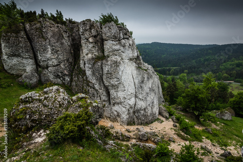 Limestone rocks in nature reserve mountain Zborow in Jura Krakowsko-Czestochowskiej, Poland