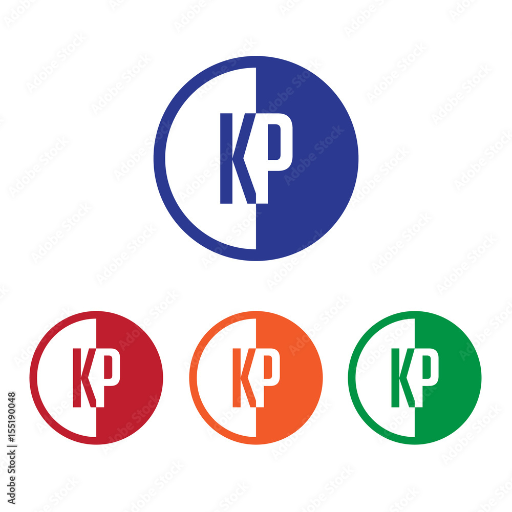 KP initial circle half logo blue,red,orange and green color KP initial circle half logo blue,red,orange and green color