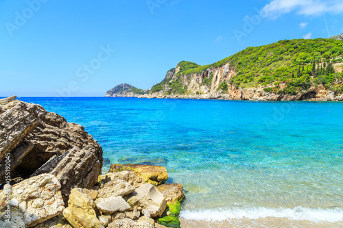 View of a Limni beach in Corfu, Greece