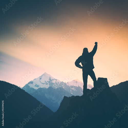 Hiker and the mountain. Instagram stylisation © Bashkatov