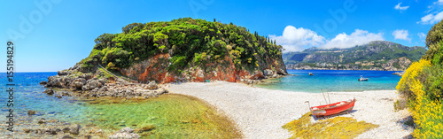 View of a Limni beach in Corfu, Greece
