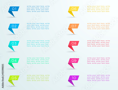 Colourful Ribbon Standing With Number Bullet Points 1 to 10