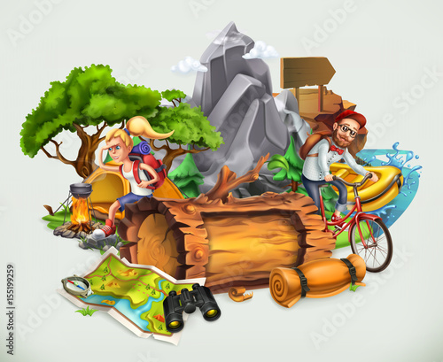 Camping and adventure, vector illustration
