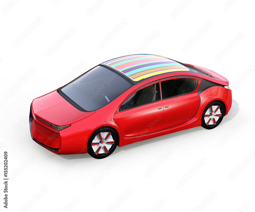Obraz premium Red electric car isolated on white background. 3D rendering image.