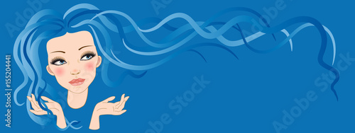 Hair Fashion Header on Blue Background