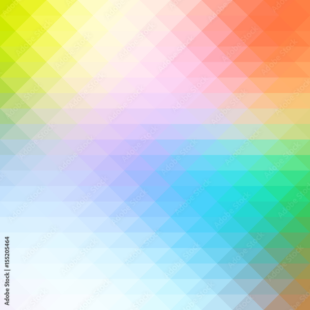 Rainbow colors rows of triangles background, square