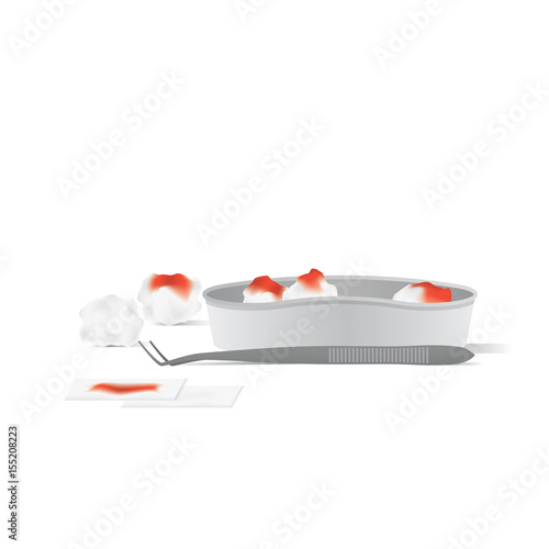 Tool and equipment for clean the wound illustration vector on white background. Medical concept.