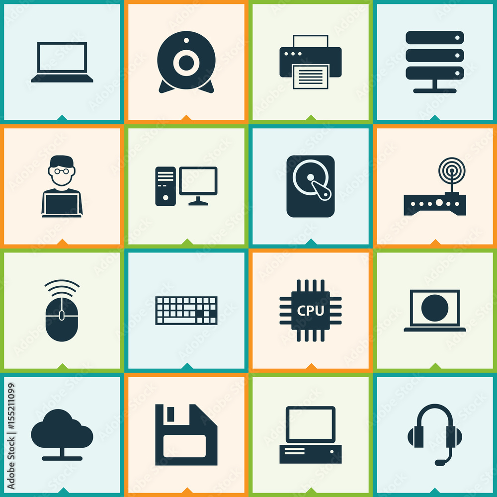 Laptop Icons Set. Collection Of Keypad, Motherboard, Database And Other  Elements. Also Includes Symbols Such As Motherboard, Notebook, Disk. Stock  Vector | Adobe Stock