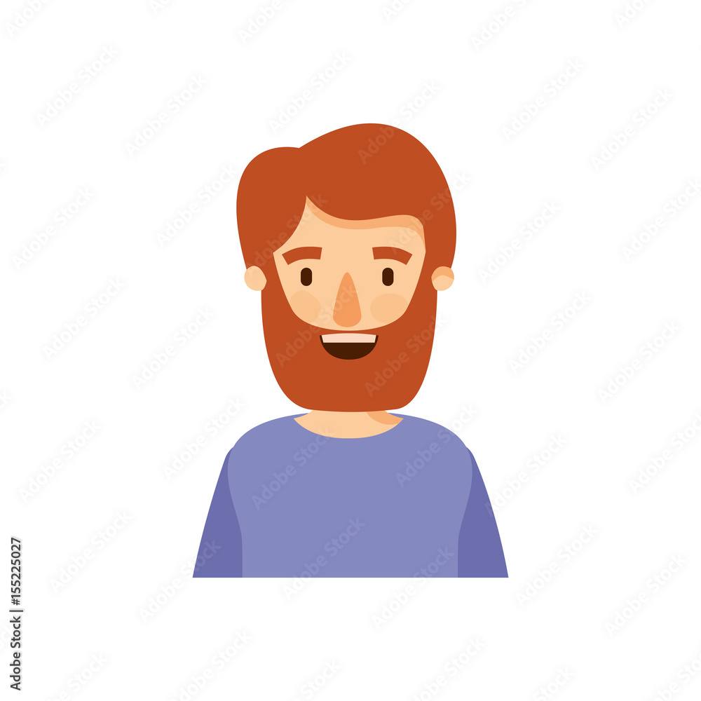 colorful caricature half body man bearded with t-shirt vector illustration