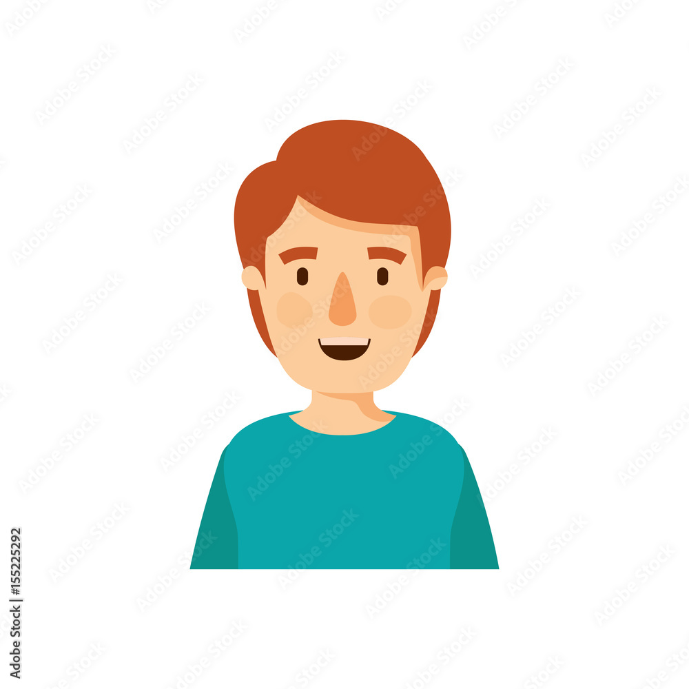 colorful caricature half body young man with hairstyle vector illustration