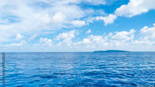 Landscape view of blue ocean and island with blue sky,summer concept