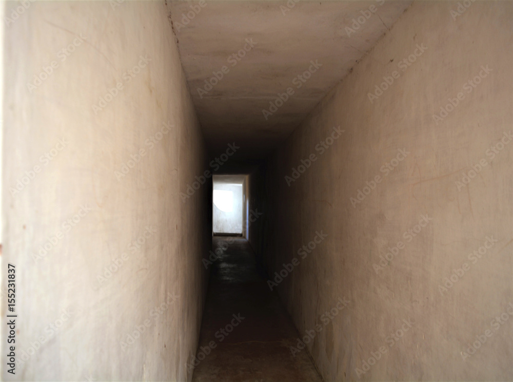 An old white tunnel from Amer Fort in Jaipur, India.