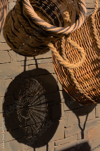 Hanging wicker baskets