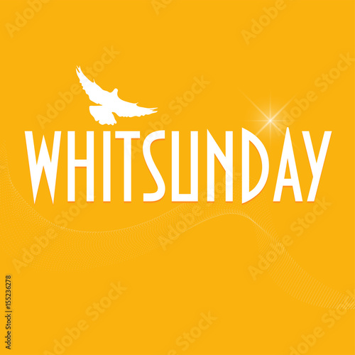  Illustration with a dove silhouette: Christian holiday of Pentecost also known as Whitsun, Whitsunday, Whit Sunday or just Whit.