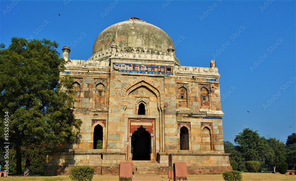 Ancient Mughal architecture, Shisha Gumbad (Dome) Monument in Lodi Gardens, Delhi, India