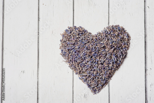 Heart made from dry lavender. Concept love, valentine