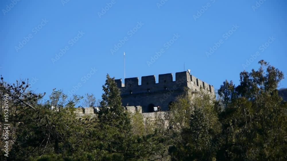 visitor climbing Great Wall on mountain peak,China ancient architecture,fortress. visitor climbing Great Wall on mountain peak,China ancient architecture,fortress.