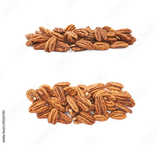 Pile of pecan nuts isolated