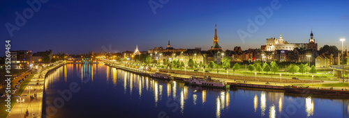 Evening panorama of the city of Szczecin  Poland