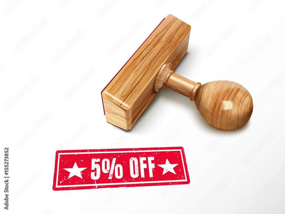 5 percent off text and stamp