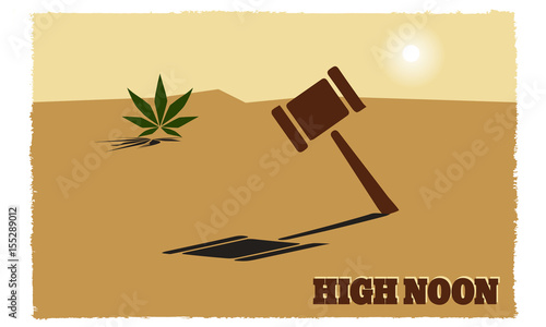 High noon cannabis graphic, marijuana legalization and war on drugs