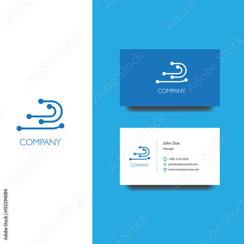 Electronics services or goods company logo and business card template