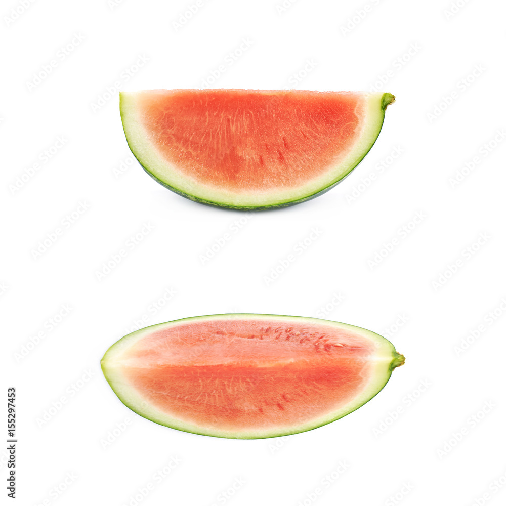 Single watermelon slice isolated