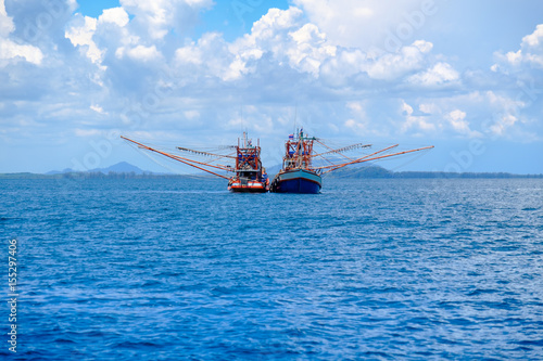 Thai fishing boats are floating in the sea