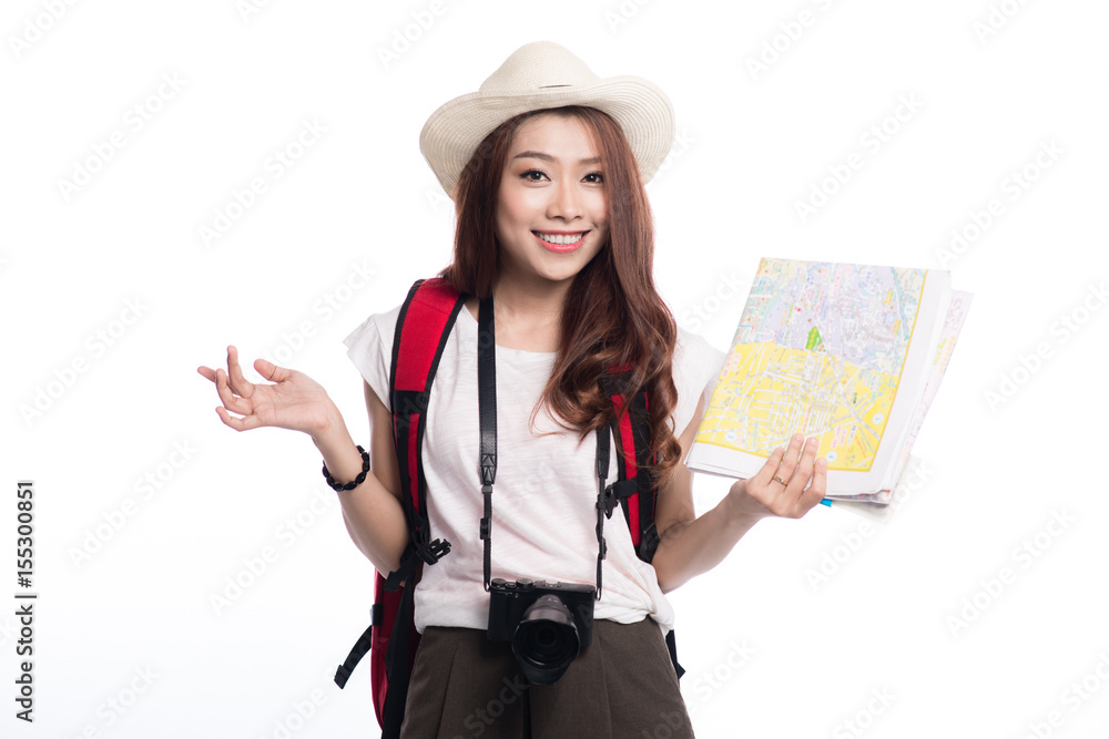 Beautiful asian young woman ready to travel during summer. Beautiful asian young woman ready to travel during summer.