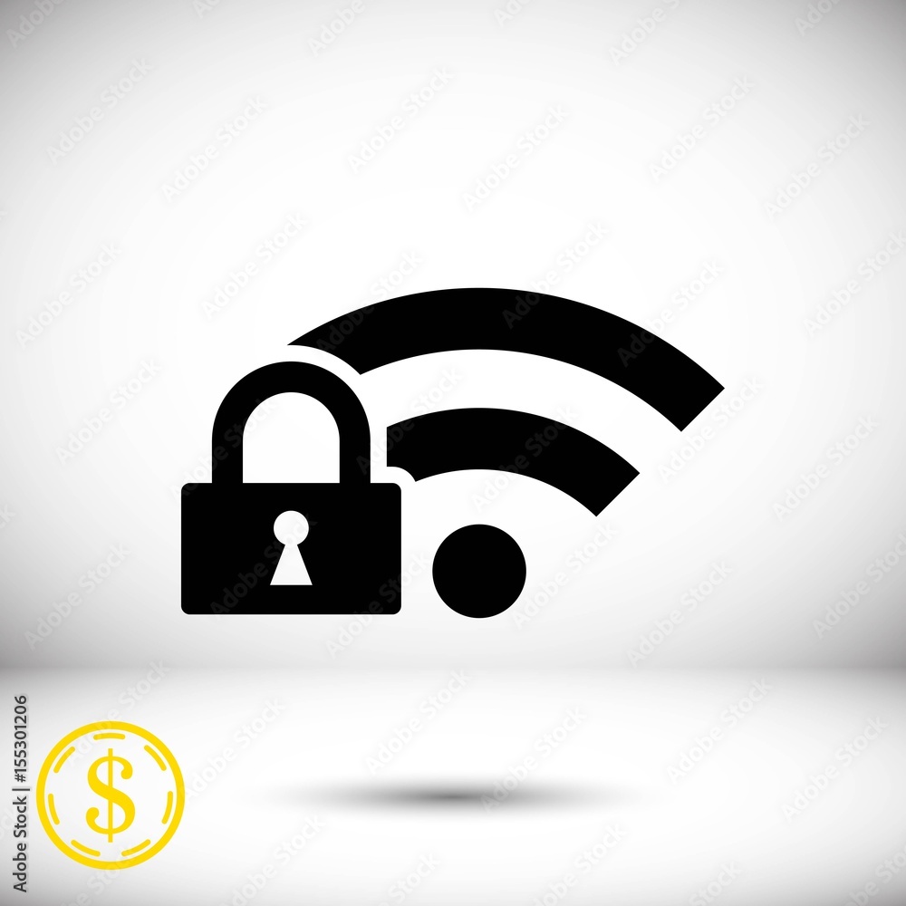 lock wifi icon stock vector illustration flat design lock wifi icon stock vector illustration flat design