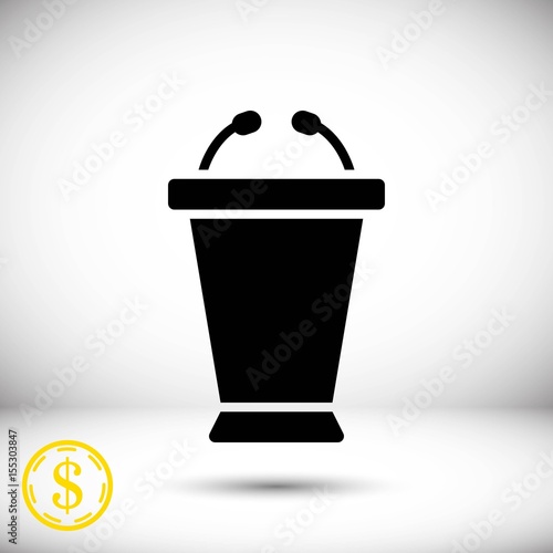 lectern with microphone icon stock vector illustration flat design