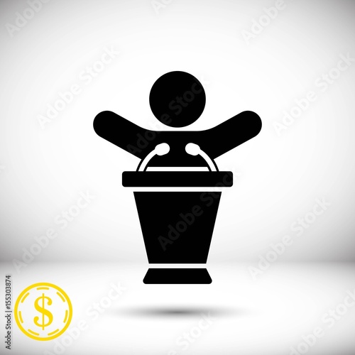 lectern with microphone icon stock vector illustration flat design