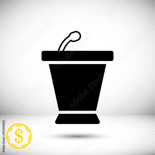 lectern with microphone icon stock vector illustration flat design