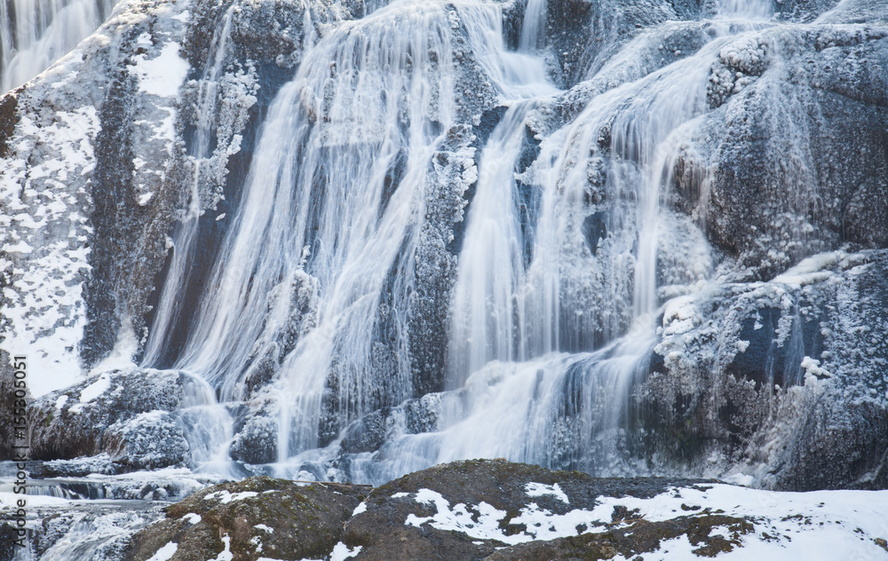 Ice waterfall in winter season Fukuroda Falls , Ibaraki prefecture , Japan Ice waterfall in winter season Fukuroda Falls , Ibaraki prefecture , Japan