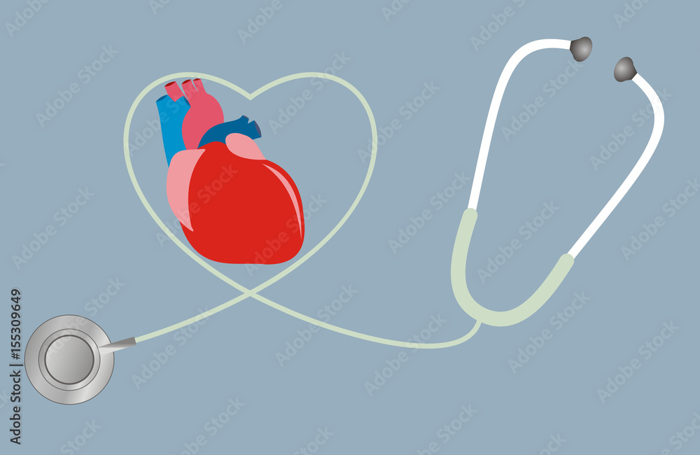 A concept for health of heart. stethoscope in shape of heart. A concept for health of heart. stethoscope in shape of heart.