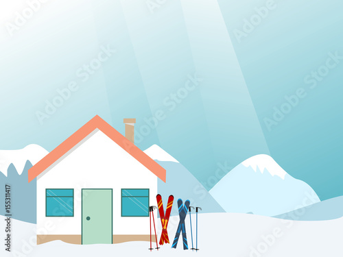 Mountain ski resort. Landscape ski resort