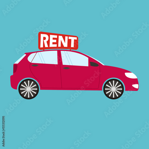 Car rental or sale concept in flat style - red car