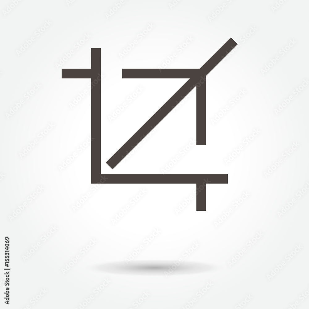 Crop icon. Flat style. Grey background. Vector illustration. on white background. logo Crop icon. Flat style. Grey background. Vector illustration. on white background. logo