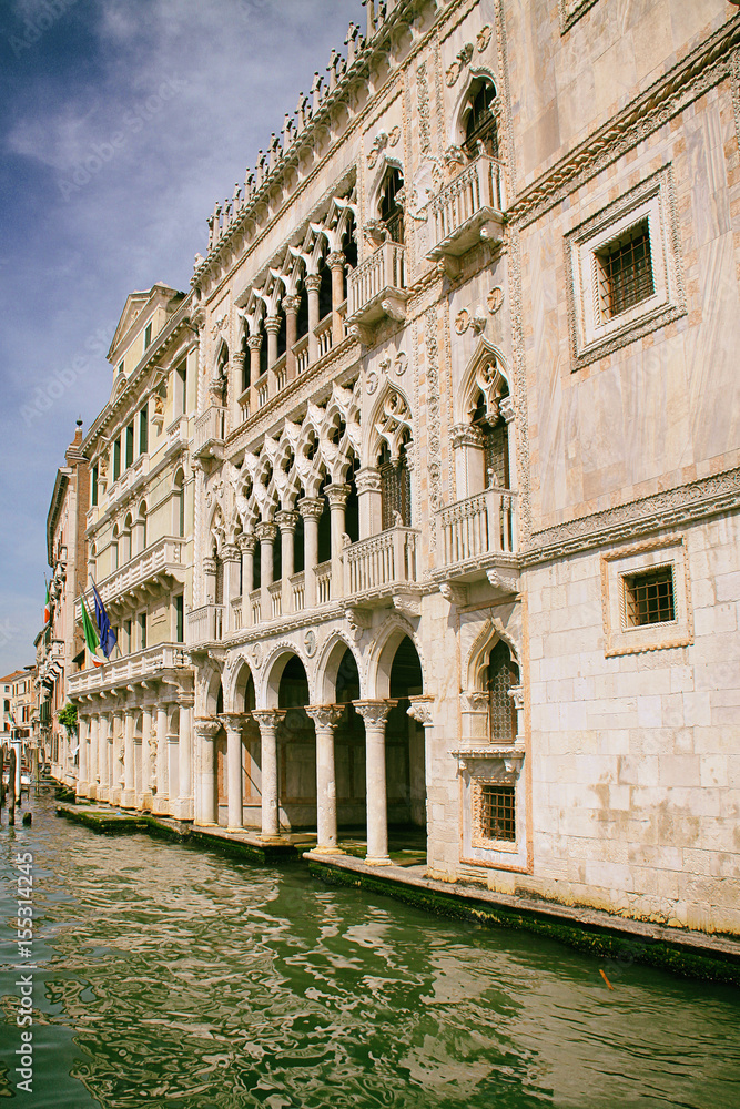 Venice, Ca d'oro (golden house) palace built in XV century,  view from Grand Canal,