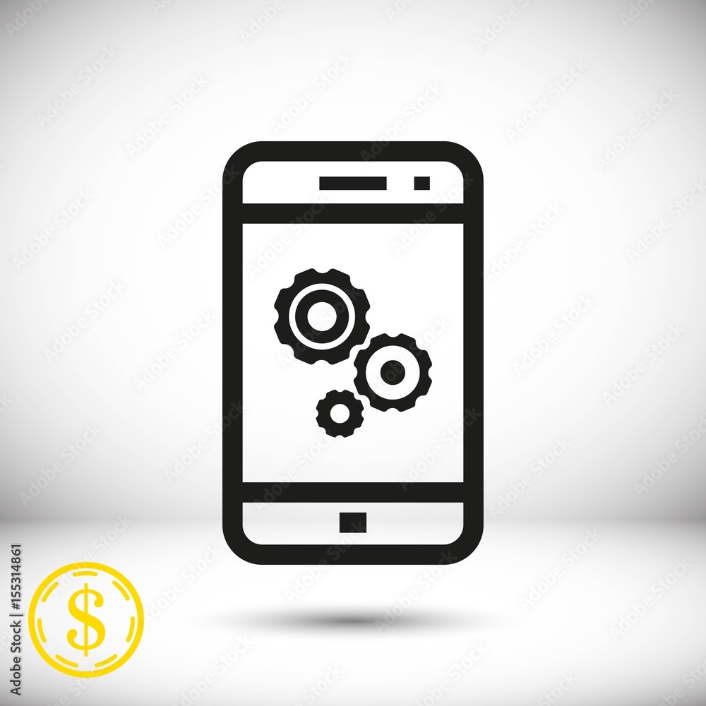 gear phone icon stock vector illustration flat design gear phone icon stock vector illustration flat design